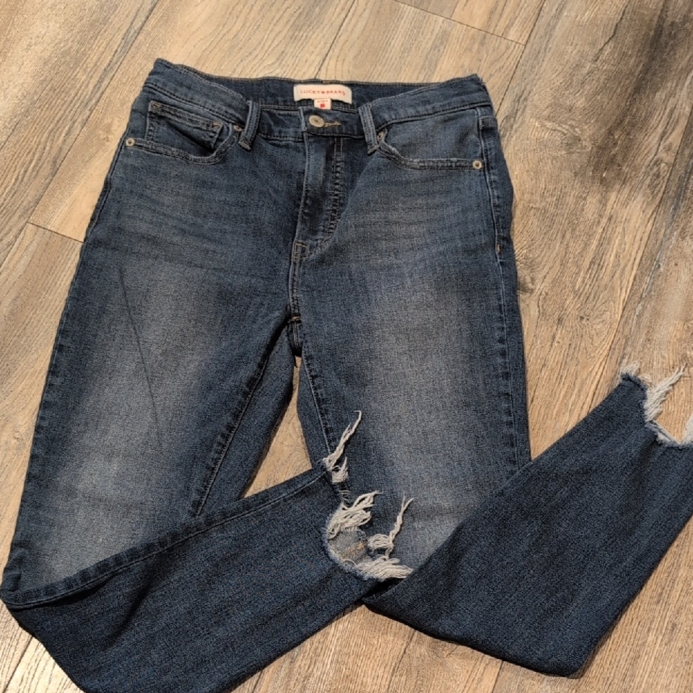 Lucky Brand Dark Blue Distressed Skinny Jeans